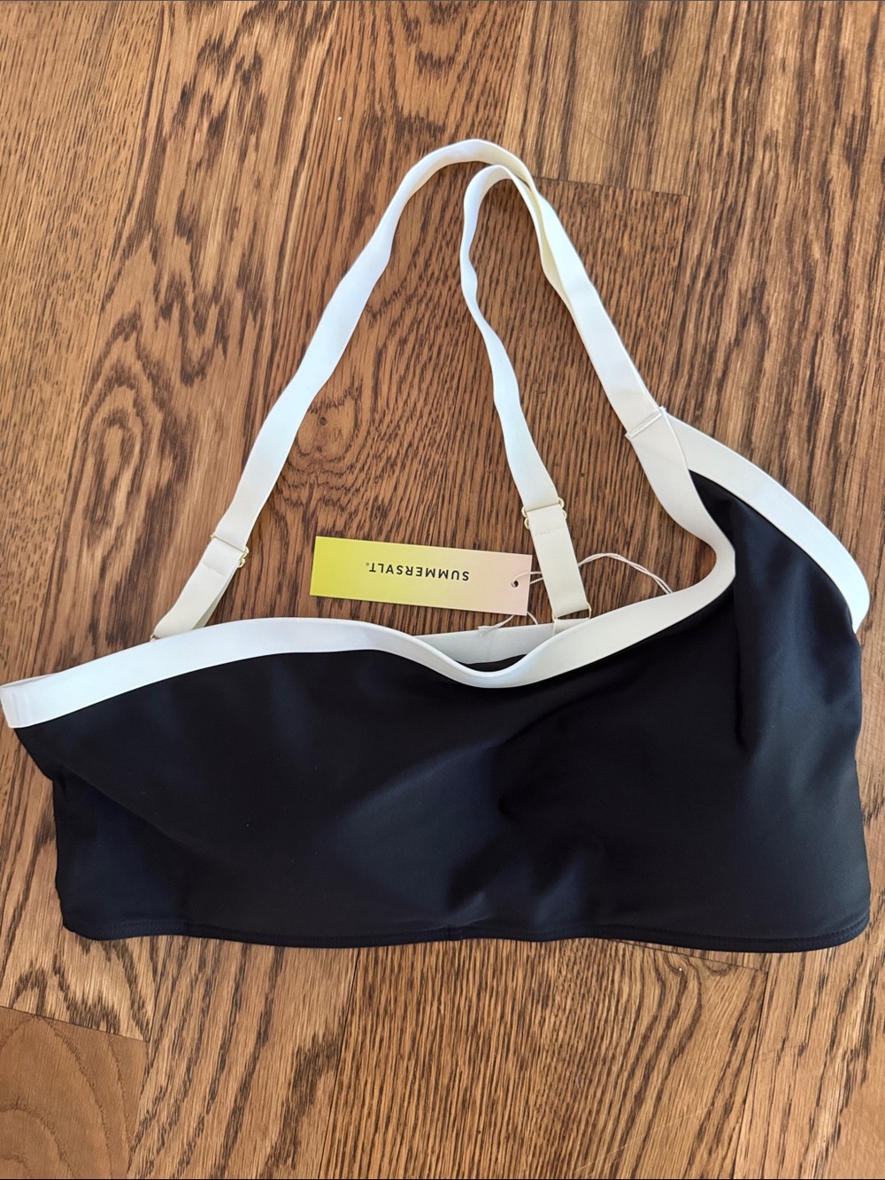 Summersalt side stroke bikini swim top: Black and White: NWT size 8